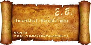 Ehrenthal Benjámin névjegykártya